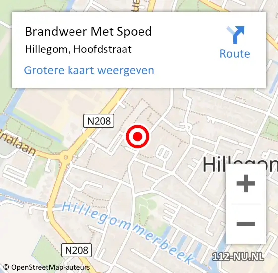Locatie op kaart van de 112 melding: Brandweer Met Spoed Naar Hillegom, Hoofdstraat op 17 november 2023 16:59