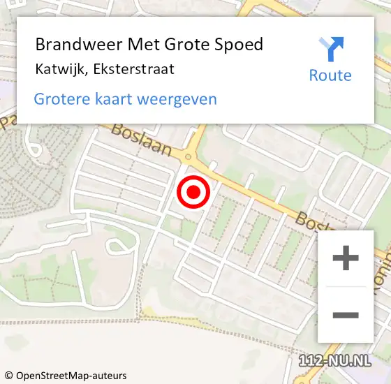 Locatie op kaart van de 112 melding: Brandweer Met Grote Spoed Naar Katwijk, Eksterstraat op 17 november 2023 17:06