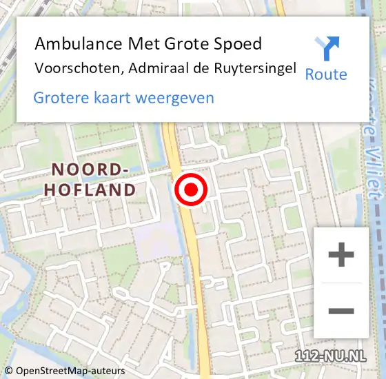 Locatie op kaart van de 112 melding: Ambulance Met Grote Spoed Naar Voorschoten, Admiraal de Ruytersingel op 17 november 2023 17:12