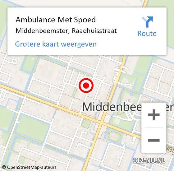 Locatie op kaart van de 112 melding: Ambulance Met Spoed Naar Middenbeemster, Raadhuisstraat op 17 november 2023 17:18