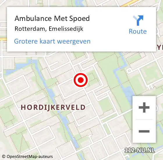 Locatie op kaart van de 112 melding: Ambulance Met Spoed Naar Rotterdam, Emelissedijk op 17 november 2023 17:19