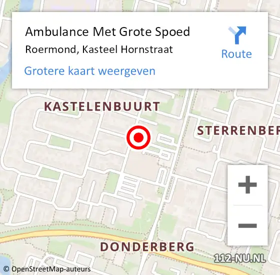 Locatie op kaart van de 112 melding: Ambulance Met Grote Spoed Naar Roermond, Kasteel Hornstraat op 17 november 2023 17:26