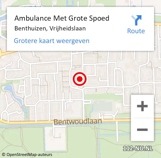 Locatie op kaart van de 112 melding: Ambulance Met Grote Spoed Naar Benthuizen, Vrijheidslaan op 17 november 2023 17:28