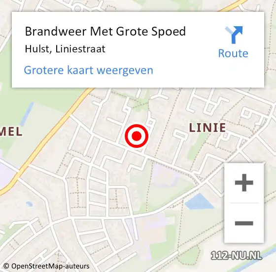Locatie op kaart van de 112 melding: Brandweer Met Grote Spoed Naar Hulst, Liniestraat op 17 november 2023 17:31