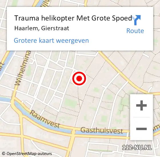 Locatie op kaart van de 112 melding: Trauma helikopter Met Grote Spoed Naar Haarlem, Gierstraat op 17 november 2023 17:47