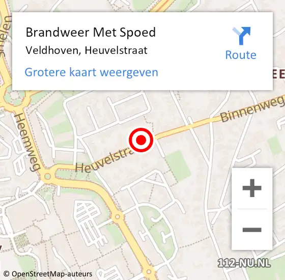 Locatie op kaart van de 112 melding: Brandweer Met Spoed Naar Veldhoven, Heuvelstraat op 17 november 2023 17:55