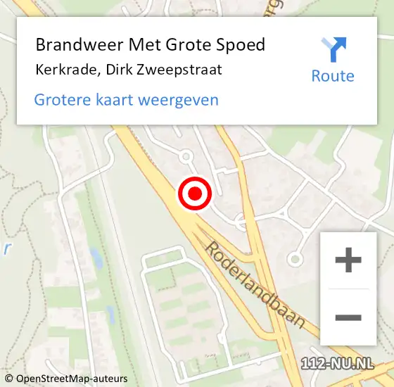 Locatie op kaart van de 112 melding: Brandweer Met Grote Spoed Naar Kerkrade, Dirk Zweepstraat op 17 november 2023 18:44