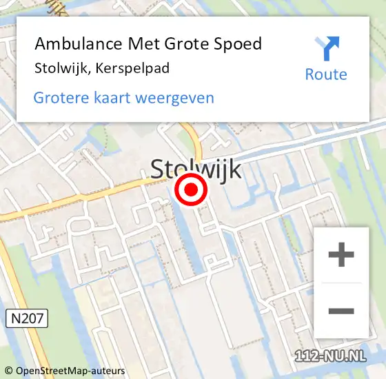 Locatie op kaart van de 112 melding: Ambulance Met Grote Spoed Naar Stolwijk, Kerspelpad op 17 november 2023 18:48