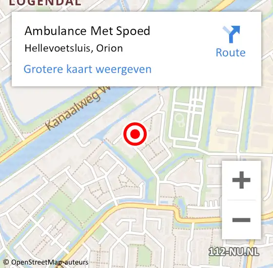 Locatie op kaart van de 112 melding: Ambulance Met Spoed Naar Hellevoetsluis, Orion op 17 november 2023 18:49