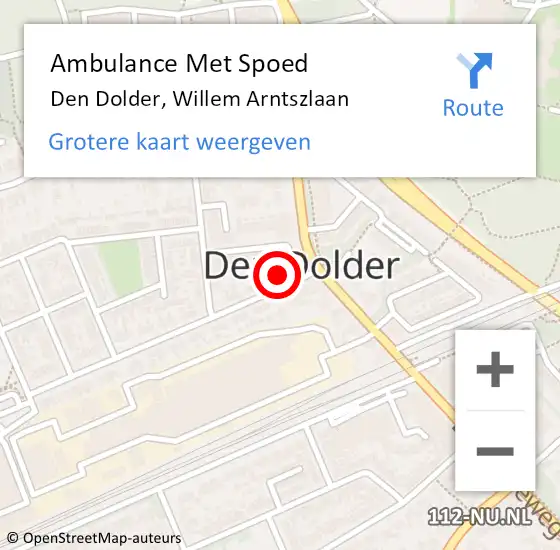 Locatie op kaart van de 112 melding: Ambulance Met Spoed Naar Den Dolder, Willem Arntszlaan op 15 september 2014 17:30