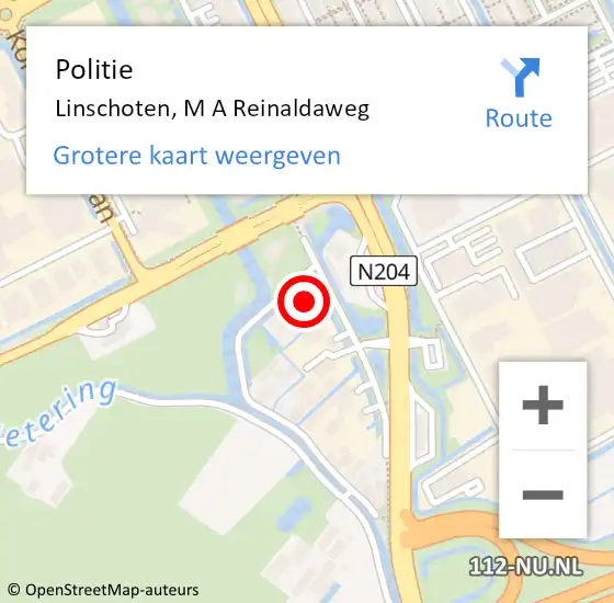 Locatie op kaart van de 112 melding: Politie Woerden, M.A. Reinaldaweg op 17 november 2023 19:36