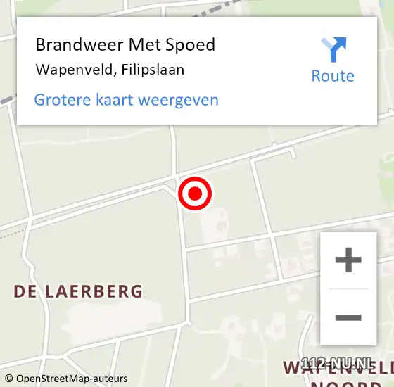 Locatie op kaart van de 112 melding: Brandweer Met Spoed Naar Wapenveld, Filipslaan op 17 november 2023 19:39