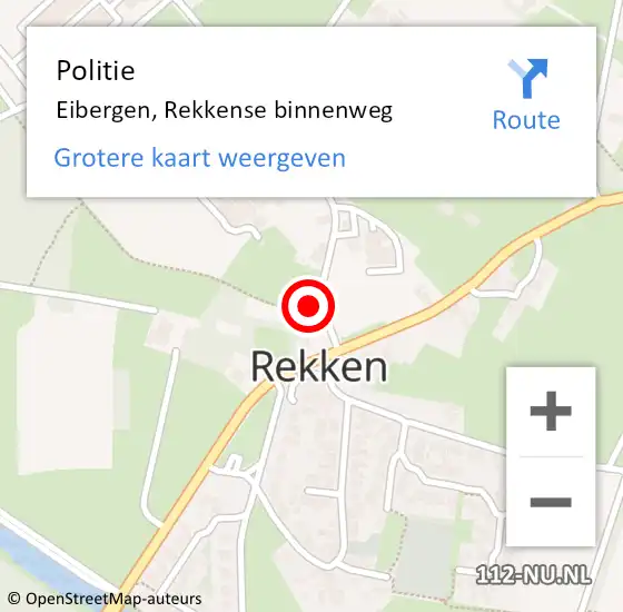 Locatie op kaart van de 112 melding: Politie Eibergen, Rekkense binnenweg op 17 november 2023 19:39