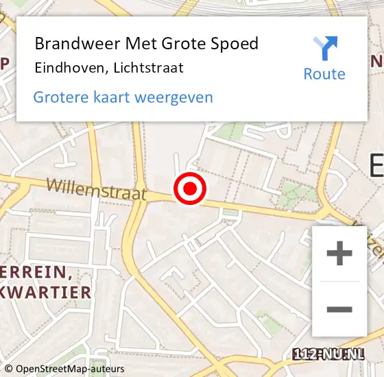 Locatie op kaart van de 112 melding: Brandweer Met Grote Spoed Naar Eindhoven, Lichtstraat op 17 november 2023 19:40