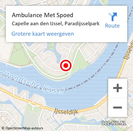 Locatie op kaart van de 112 melding: Ambulance Met Spoed Naar Capelle aan den IJssel, Paradijsselpark op 17 november 2023 19:51