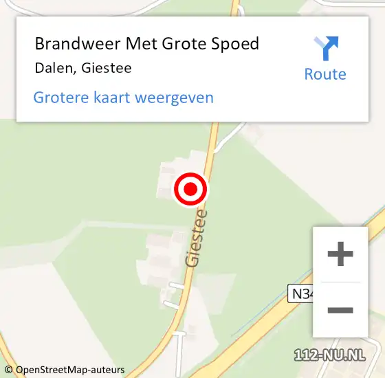 Locatie op kaart van de 112 melding: Brandweer Met Grote Spoed Naar Dalen, Giestee op 17 november 2023 20:13