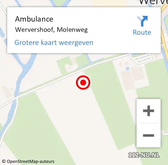 Locatie op kaart van de 112 melding: Ambulance Wervershoof, Molenweg op 17 november 2023 20:49