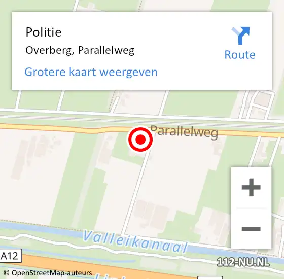 Locatie op kaart van de 112 melding: Politie Overberg, Parallelweg op 15 september 2014 17:44