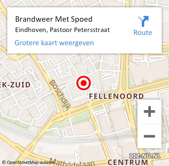 Locatie op kaart van de 112 melding: Brandweer Met Spoed Naar Eindhoven, Pastoor Petersstraat op 17 november 2023 21:23