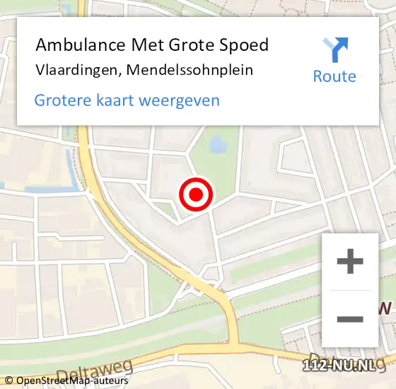 Locatie op kaart van de 112 melding: Ambulance Met Grote Spoed Naar Vlaardingen, Mendelssohnplein op 17 november 2023 21:32