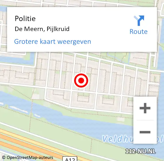 Locatie op kaart van de 112 melding: Politie De Meern, Pijlkruid op 17 november 2023 21:45