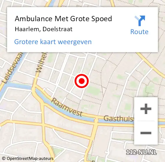 Locatie op kaart van de 112 melding: Ambulance Met Grote Spoed Naar Haarlem, Doelstraat op 17 november 2023 22:08