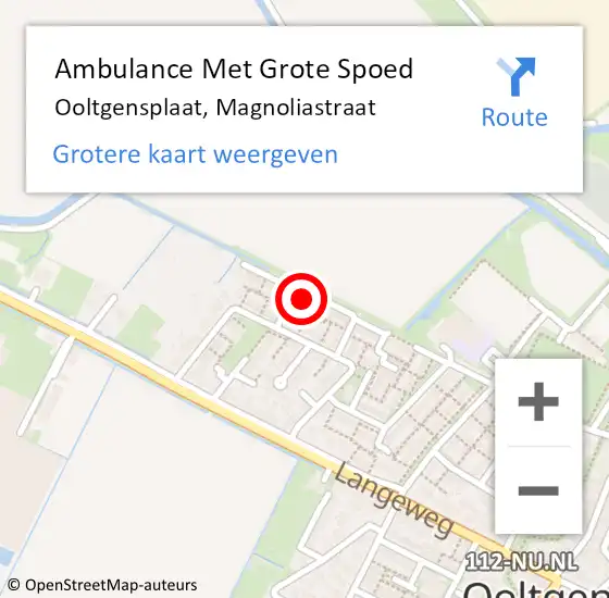 Locatie op kaart van de 112 melding: Ambulance Met Grote Spoed Naar Ooltgensplaat, Magnoliastraat op 17 november 2023 22:22