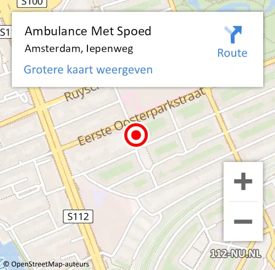 Locatie op kaart van de 112 melding: Ambulance Met Spoed Naar Amsterdam, Iepenweg op 17 november 2023 22:30