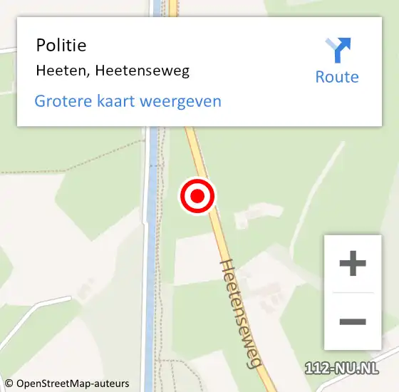 Locatie op kaart van de 112 melding: Politie Heeten, Heetenseweg op 17 november 2023 22:39