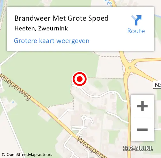 Locatie op kaart van de 112 melding: Brandweer Met Grote Spoed Naar Heeten, Zweurnink op 17 november 2023 22:47