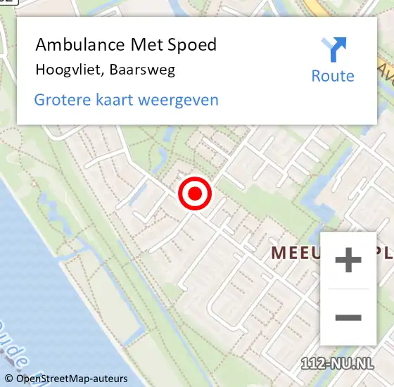 Locatie op kaart van de 112 melding: Ambulance Met Spoed Naar Hoogvliet, Baarsweg op 17 november 2023 22:47