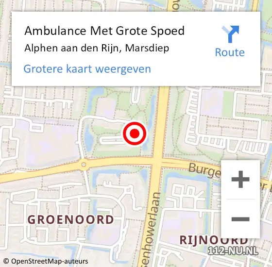 Locatie op kaart van de 112 melding: Ambulance Met Grote Spoed Naar Alphen aan den Rijn, Marsdiep op 17 november 2023 23:26