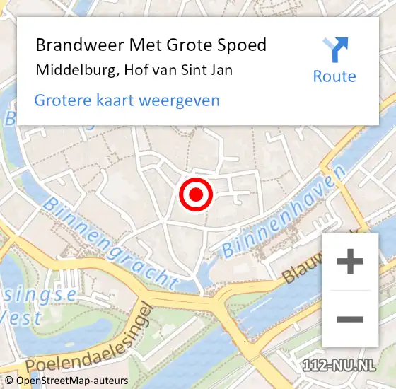 Locatie op kaart van de 112 melding: Brandweer Met Grote Spoed Naar Middelburg, Hof van Sint Jan op 17 november 2023 23:27