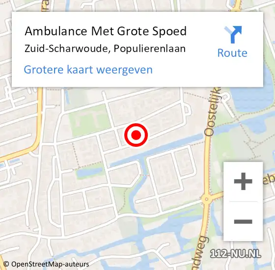 Locatie op kaart van de 112 melding: Ambulance Met Grote Spoed Naar Zuid-Scharwoude, Populierenlaan op 17 november 2023 23:34