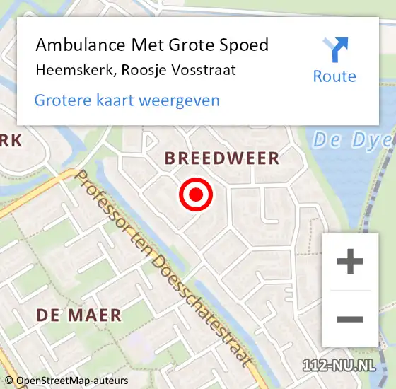 Locatie op kaart van de 112 melding: Ambulance Met Grote Spoed Naar Heemskerk, Roosje Vosstraat op 17 november 2023 23:43