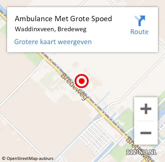 Locatie op kaart van de 112 melding: Ambulance Met Grote Spoed Naar Waddinxveen, Bredeweg op 17 november 2023 23:51