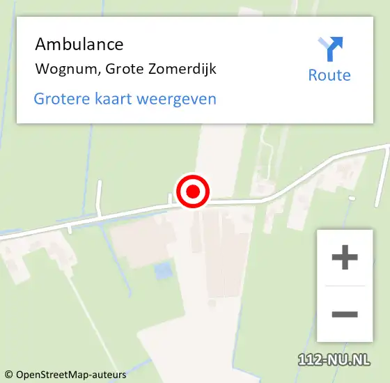 Locatie op kaart van de 112 melding: Ambulance Wognum, Grote Zomerdijk op 17 november 2023 23:52