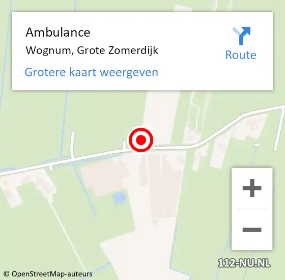 Locatie op kaart van de 112 melding: Ambulance Wognum, Grote Zomerdijk op 17 november 2023 23:53