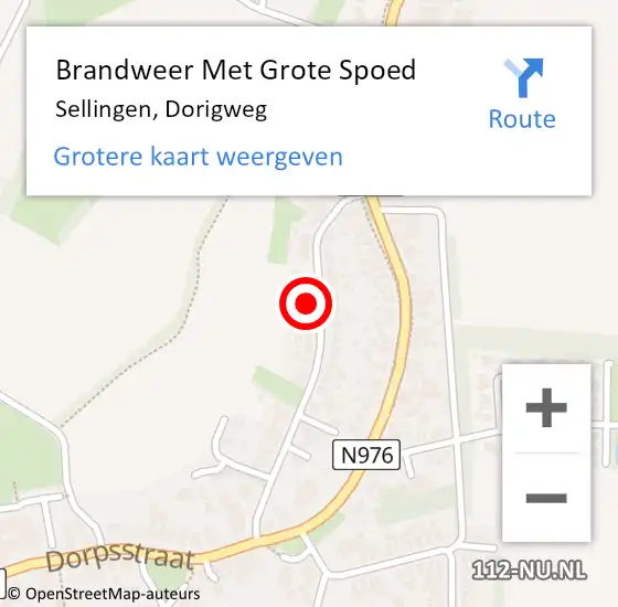 Locatie op kaart van de 112 melding: Brandweer Met Grote Spoed Naar Sellingen, Dorigweg op 18 november 2023 00:18