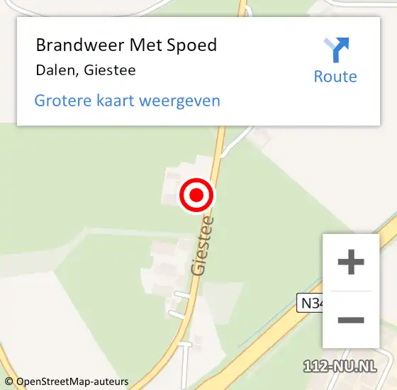 Locatie op kaart van de 112 melding: Brandweer Met Spoed Naar Dalen, Giestee op 18 november 2023 00:19