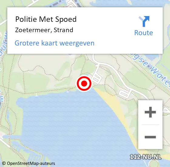 Locatie op kaart van de 112 melding: Politie Met Spoed Naar Zoetermeer, Strand op 18 november 2023 00:36