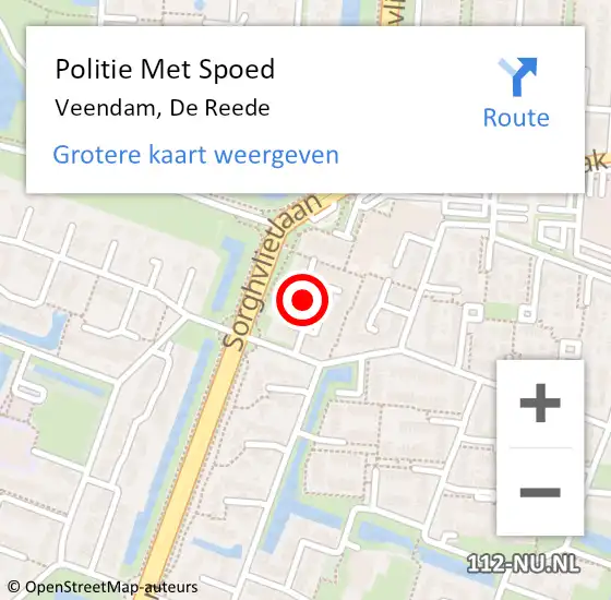 Locatie op kaart van de 112 melding: Politie Met Spoed Naar Veendam, De Reede op 18 november 2023 01:32