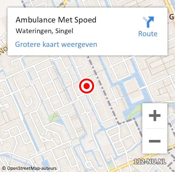 Locatie op kaart van de 112 melding: Ambulance Met Spoed Naar Wateringen, Singel op 18 november 2023 01:35
