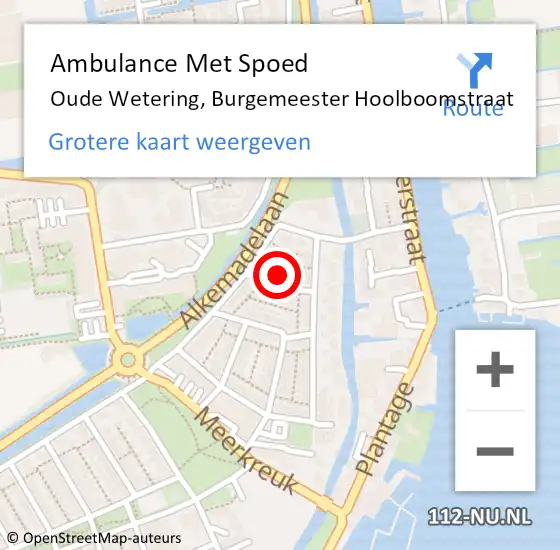 Locatie op kaart van de 112 melding: Ambulance Met Spoed Naar Oude Wetering, Burgemeester Hoolboomstraat op 18 november 2023 01:52