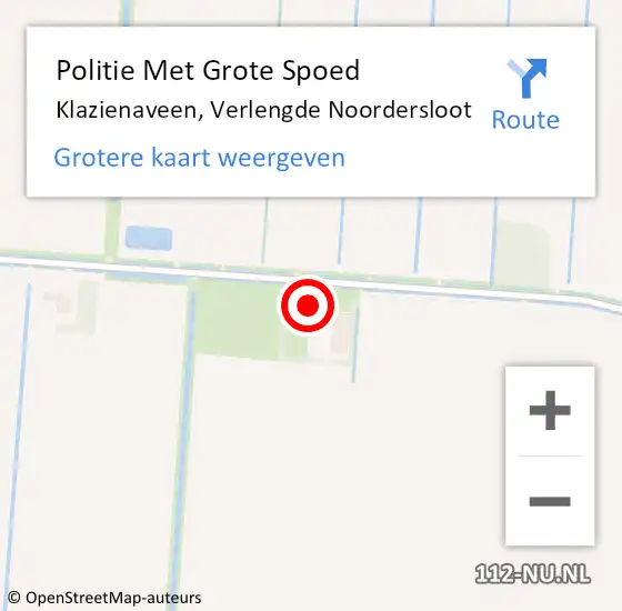 Locatie op kaart van de 112 melding: Politie Met Grote Spoed Naar Klazienaveen, Verlengde Noordersloot op 18 november 2023 02:48