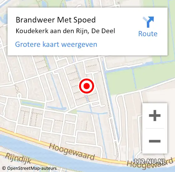 Locatie op kaart van de 112 melding: Brandweer Met Spoed Naar Koudekerk aan den Rijn, De Deel op 18 november 2023 02:52