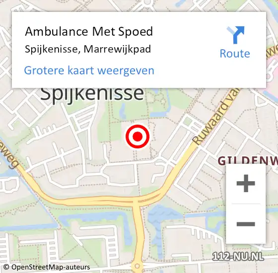 Locatie op kaart van de 112 melding: Ambulance Met Spoed Naar Spijkenisse, Marrewijkpad op 18 november 2023 03:08