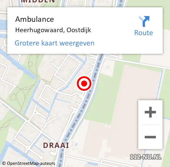Locatie op kaart van de 112 melding: Ambulance Heerhugowaard, Oostdijk op 18 november 2023 03:43