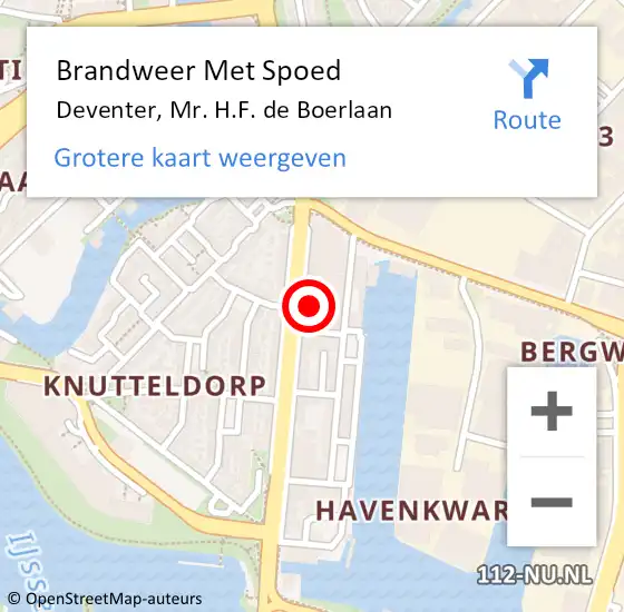 Locatie op kaart van de 112 melding: Brandweer Met Spoed Naar Deventer, Mr. H.F. de Boerlaan op 18 november 2023 03:57