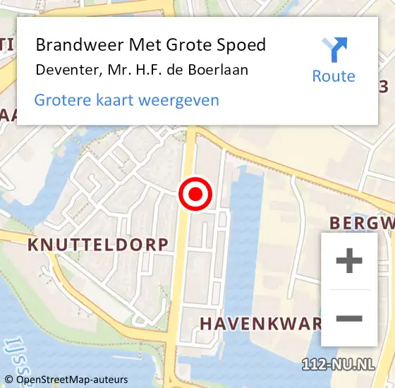 Locatie op kaart van de 112 melding: Brandweer Met Grote Spoed Naar Deventer, Mr. H.F. de Boerlaan op 18 november 2023 04:02